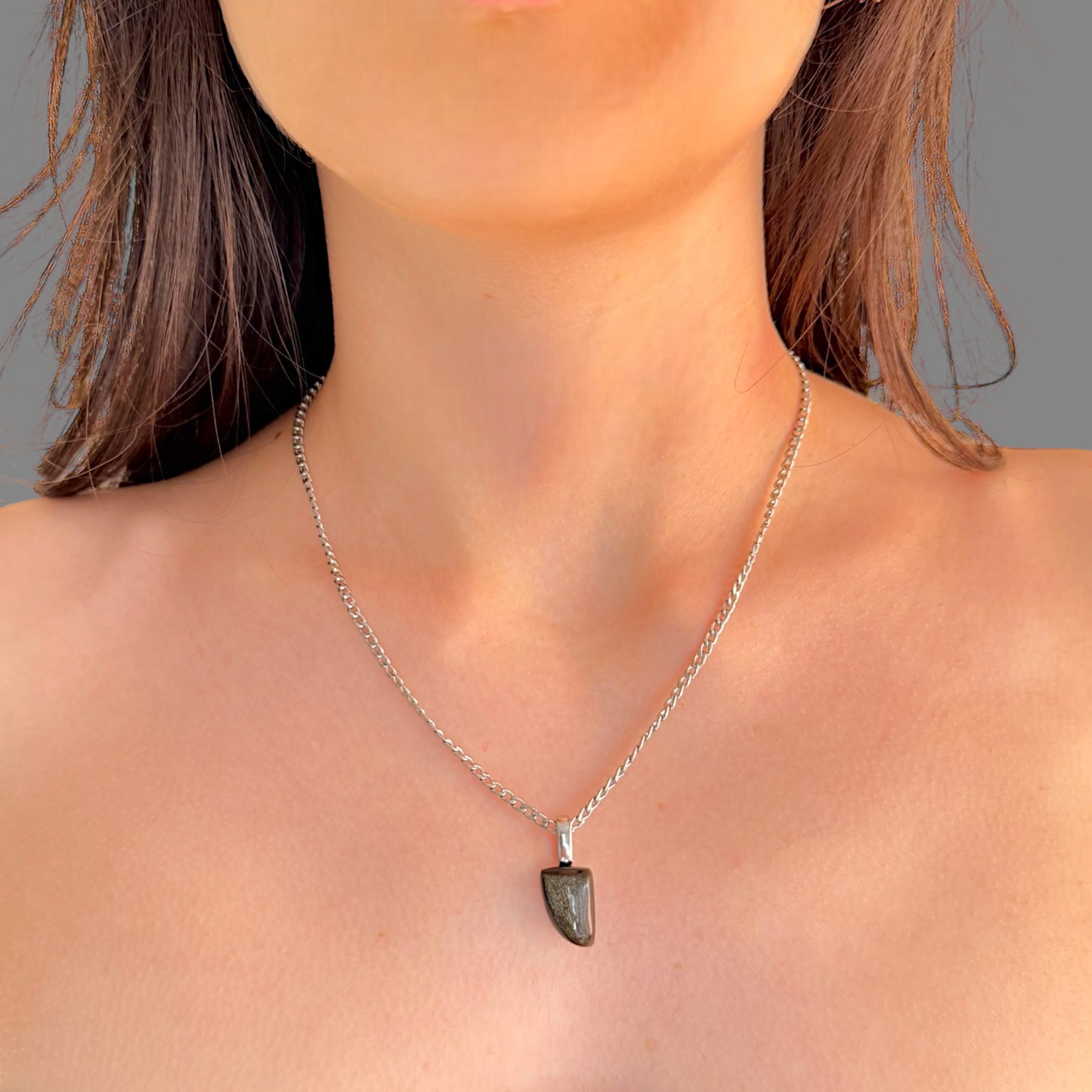 Collana ossidiana oro 16x9mm Sharifa Crystals